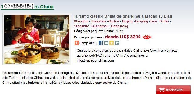 Turismo clasico China de Shanghai a Macao 18 Dias 