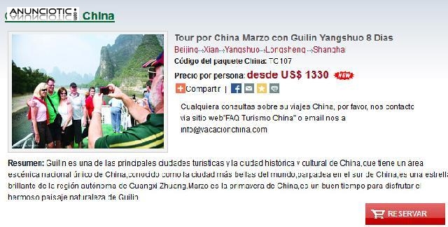 Tour por China Marzo con Guilin Yangshuo 8 Dias 