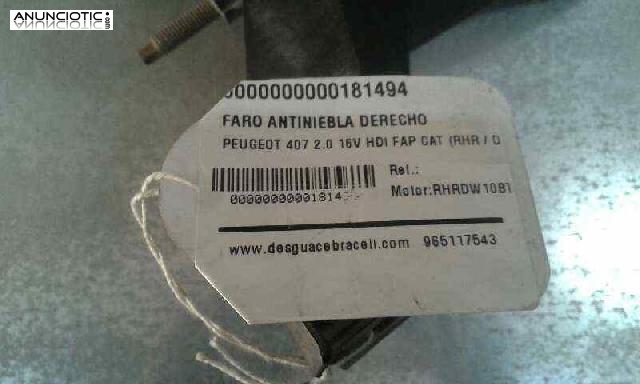 Faro antiniebla der. peugeot 407-181494