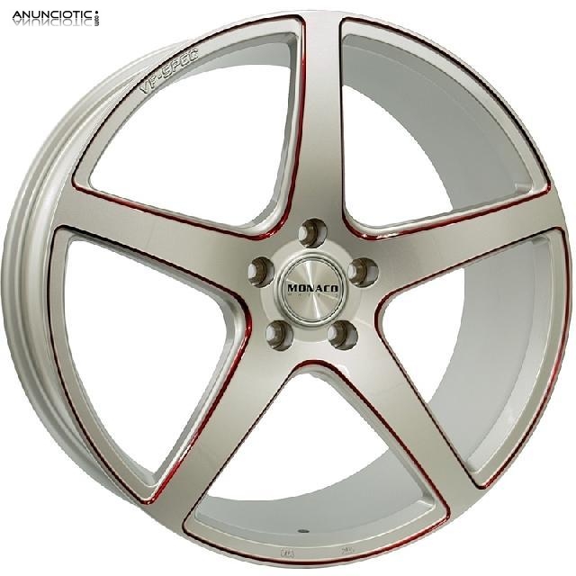 Llantas monaco tr4 plata/rojo anodizado 