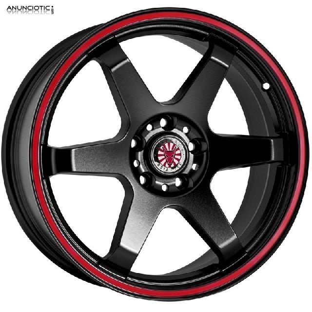 Llantas wolfrace jdm satin black/ red li 