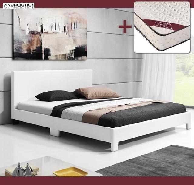 Cama de matrimonio Luna blanco