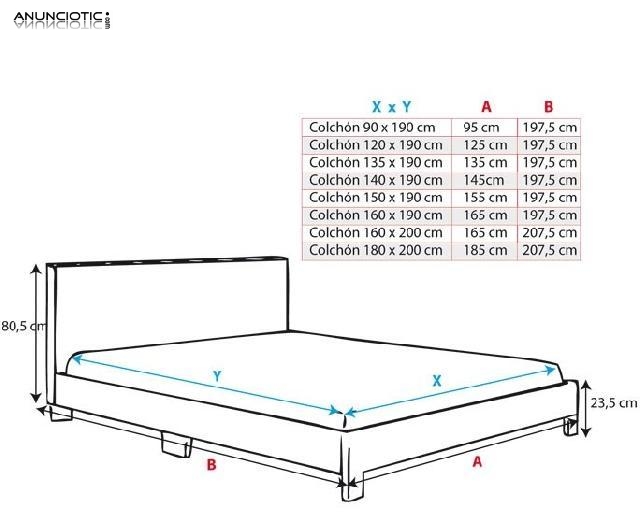 Cama de matrimonio Luna blanco