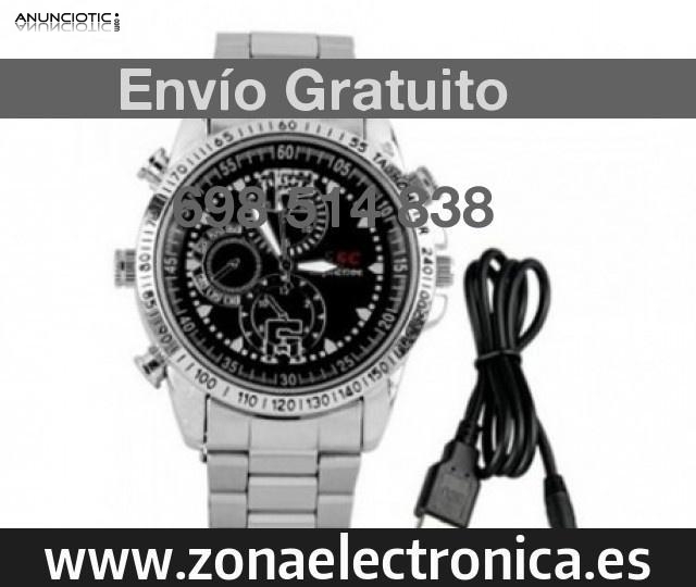 Reloj metalico camara hd 8 gb espia 