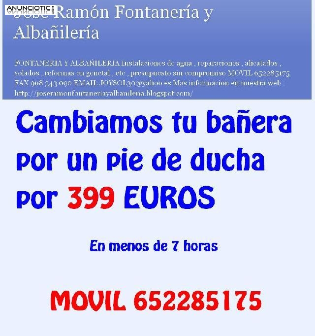 CAMBIO DE BAÑERA POR PIE DE DUCHA 399 EUROS Murcia 