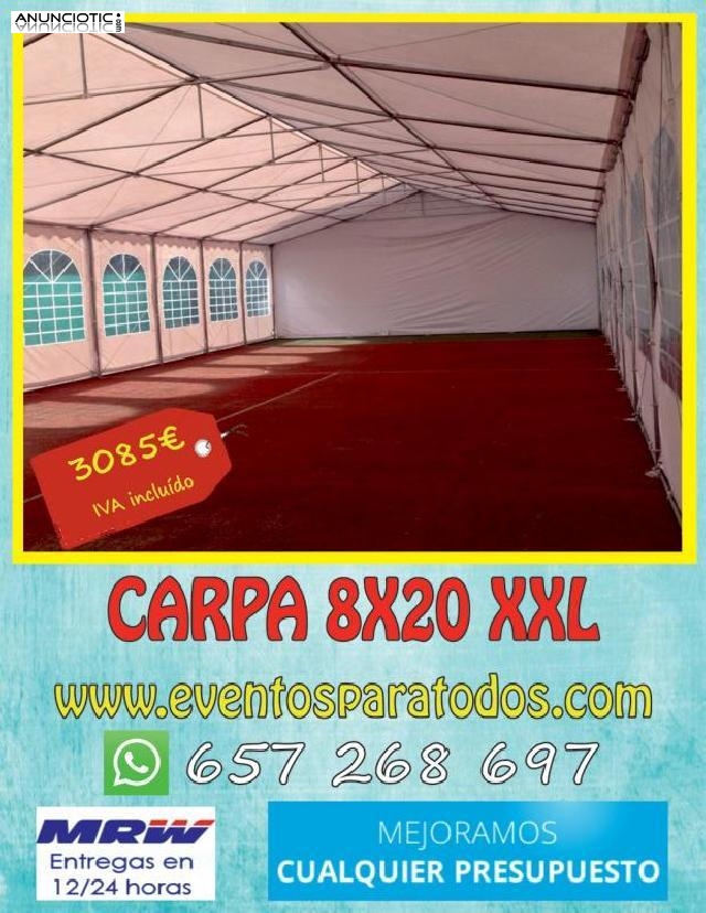 Carpa para celebraciones multitudianrias 20x8 