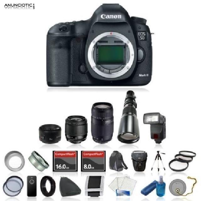 anon EOS 5D Mark III + 6 Lente Bundle: 28-80, 75-300, 500 mm + 24 GB & mas