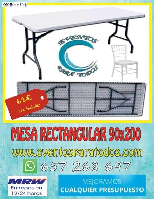 Mesa rectangular 200x90x74 cm