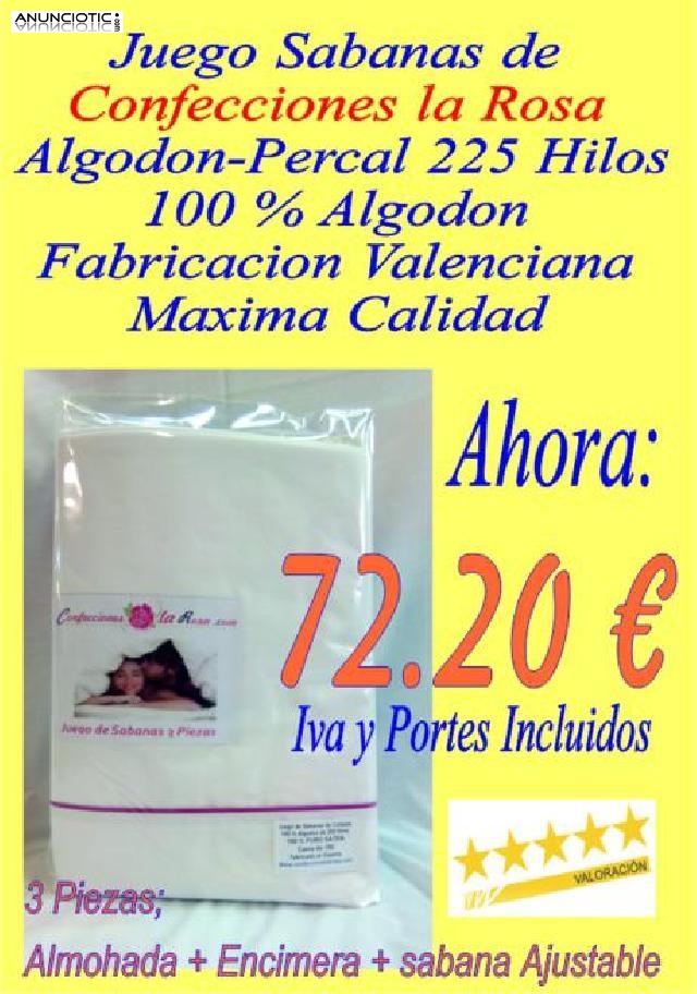 Sabanas de algodon percal 225 hilos