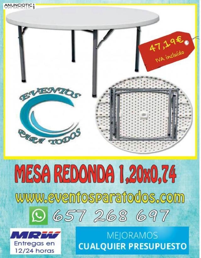 Mesa redonda 120x74cm