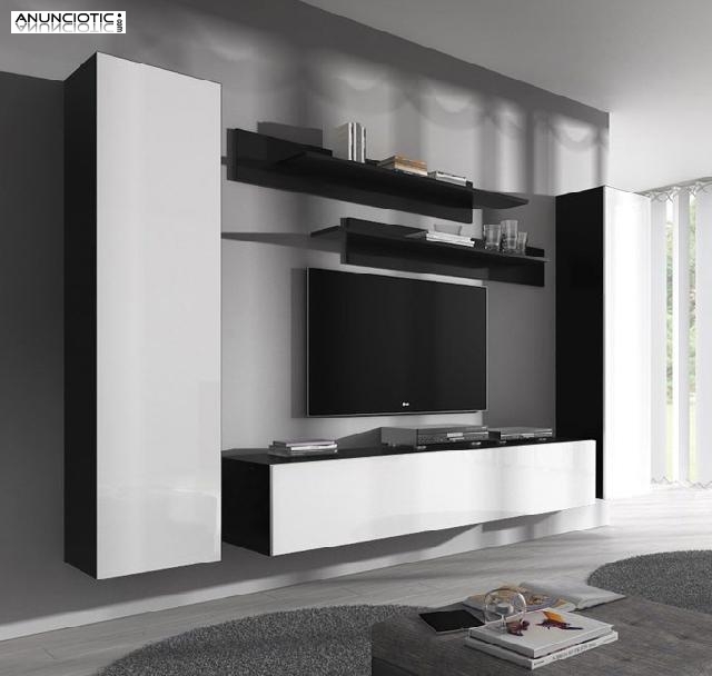 Conjunto muebles Nora negro y blanco