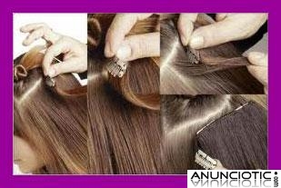 Extensiones clip quita/pon pelo natural liso. 55cm largo, 7 capas, 70gramos.65