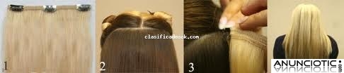 Extensiones clip quita/pon pelo natural rizado.69.46cm largo, 7 capas.