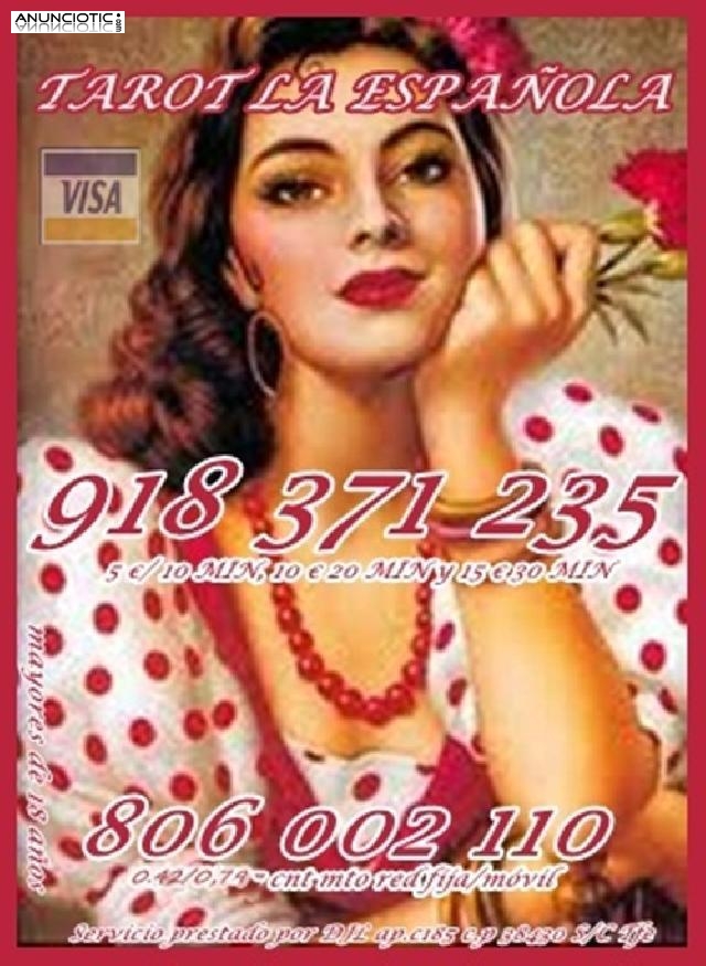 Oferta tarot visa 5 15 min la española 918 371 235 on line  .barato 806 00